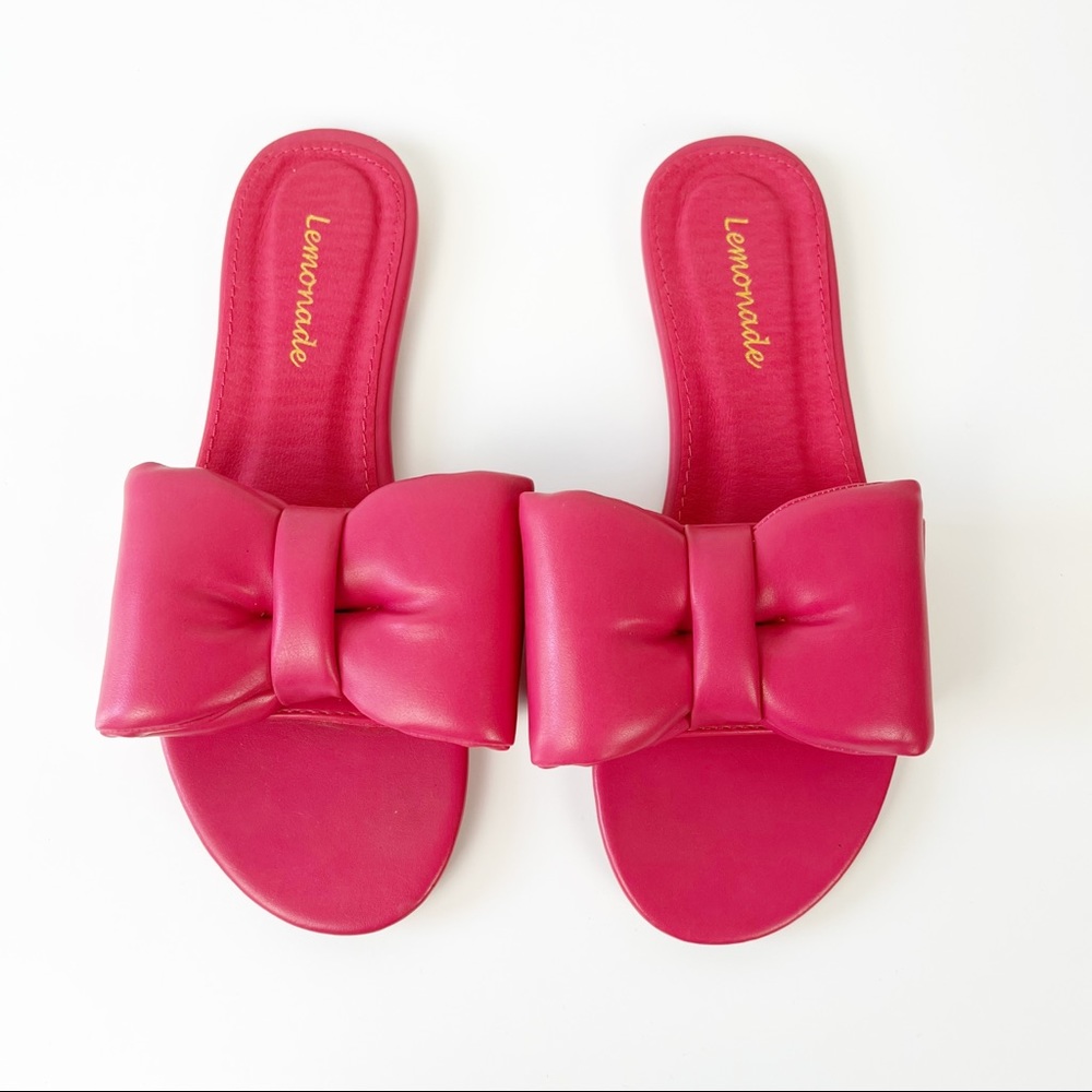 Lemonade Hot Pink Leatherette Bow Sandal Size 7‎